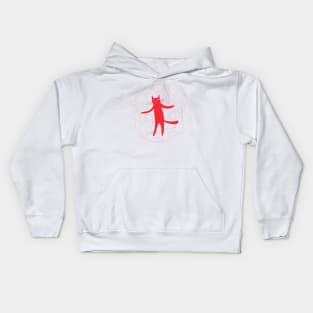 Red cat scratching some love hearts Kids Hoodie